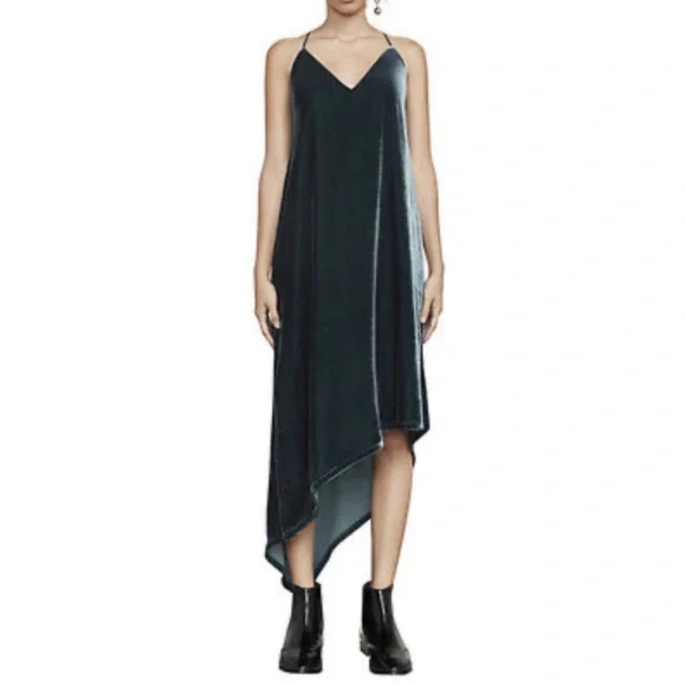 BCBGMaxazria | NWT Elana Velvet High Low Dress Midnight Teal Small